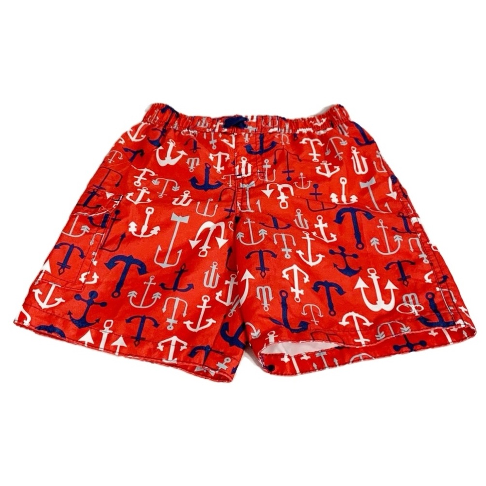 OP Ocean Pacific Anchor Print Lined Swim Trunks Board Short Elastic Waist Pocket